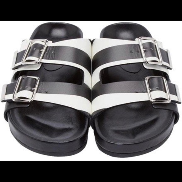 black striped sandals